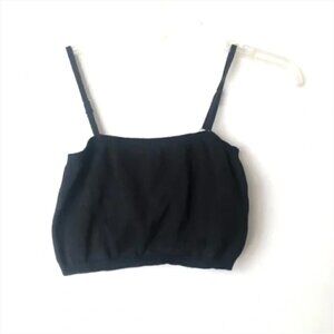 Princess Polly Black Cropped Knit Tank Top S/M
